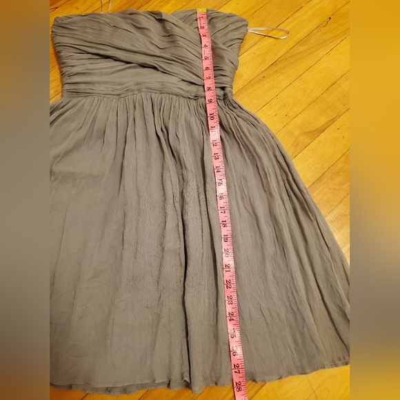 J. Crew chiffon silk mini strapless dress. Grey. Size 6. Flowy. - Picture 10 of 11